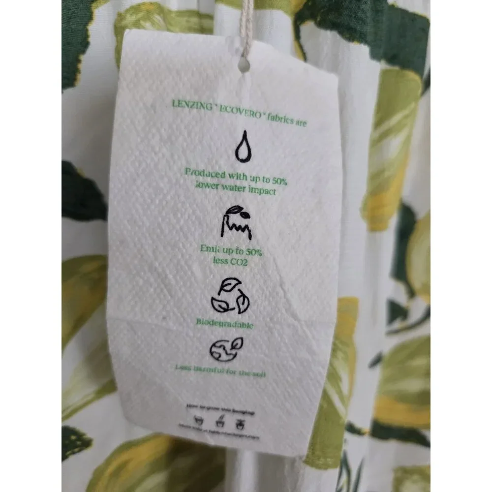 Fabienne Chapot Lime Print Tulip Hem Maxi Skirt Pull On Green White 8 US (38 EU)